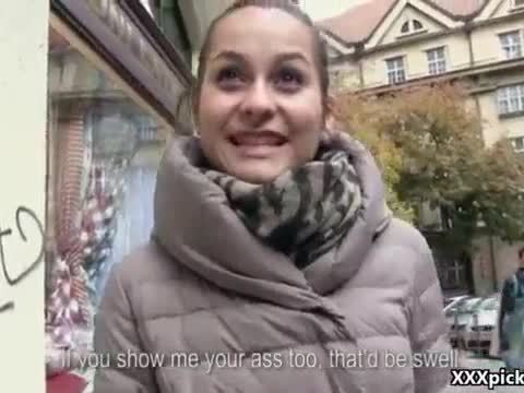 Public fuck for cash with sexy amateur euro whore 18